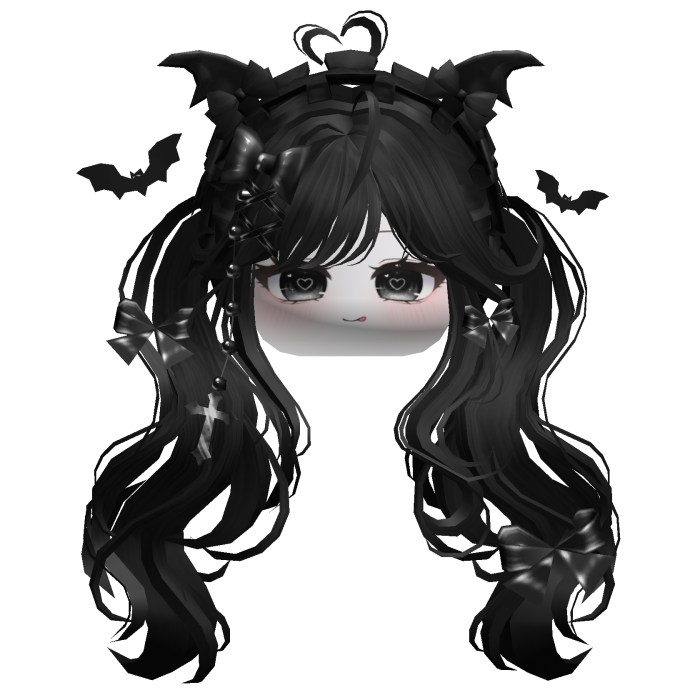 Goth Wavy Pigtails w/Headband (Black)
