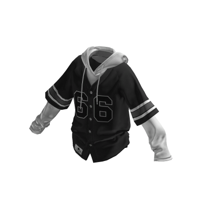 💗Y2K BASEBALL SHIRT WITH HOODIE_BLACK/WHITE