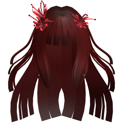 Red Long Windy Hime Hair w/ Spider Lily