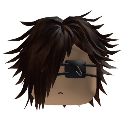 Messy Emo Hair w/ Eyepatch (Dark Brown)