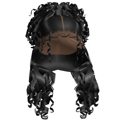 ☆ Black Curly Half Up Half Down Roblox item