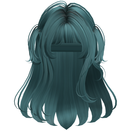 Dark teal soft layered hime hair Roblox item