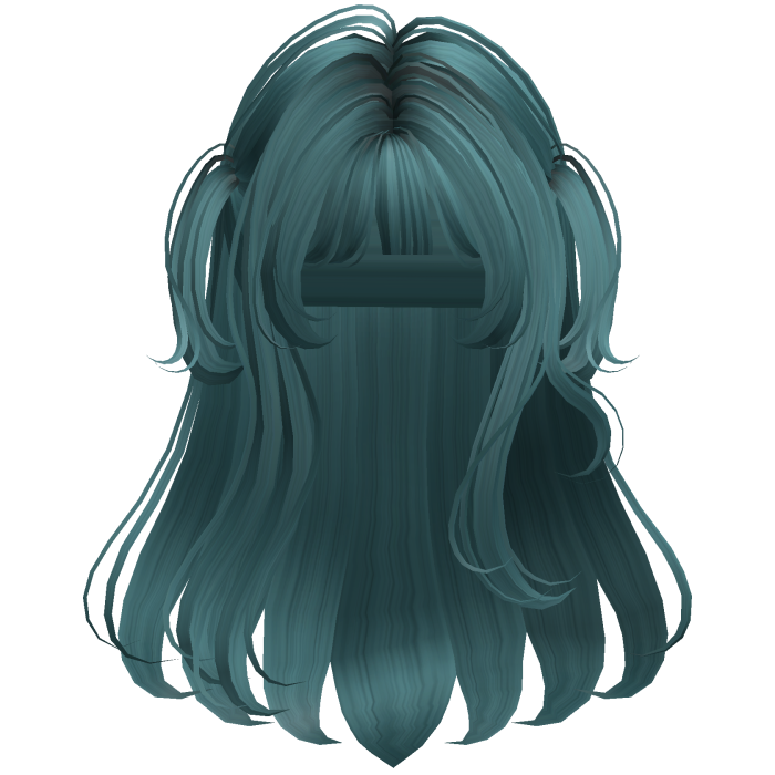 Dark teal soft layered hime hair
