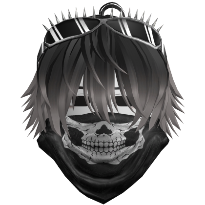 Emo Vkei Skull Bandana Hair Black/Ash