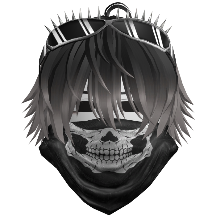 Emo Vkei Skull Bandana Hair Black/Ash