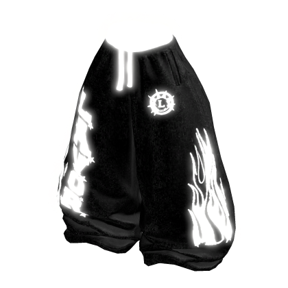 [GLOWING] Emissive Black Flame Baggy Jeans