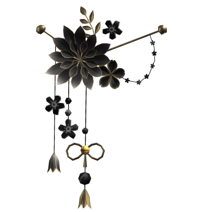 Black & Gold Lotus Japanese Flower Hairclip