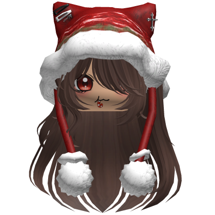 Long Brown hair cute Christmas hat Y2k