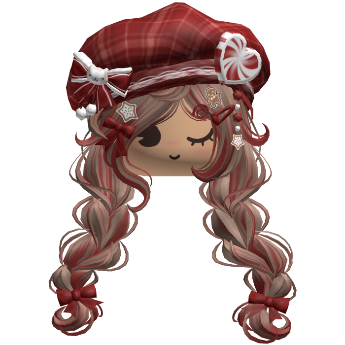 ♡ Christmas Preppy Holiday Braids (Brown & Red)