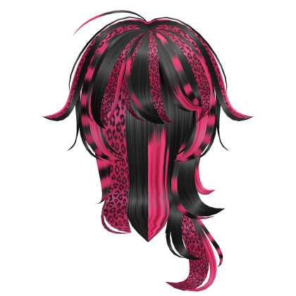 multitone layered anime wolfcut black pink  Roblox item