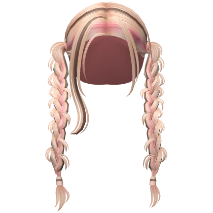 Country Girl Braids in Blonde Pink Streaks Roblox item thumbnail