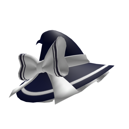 Navy Blue White Bow Witch Hat (Stripes) Roblox item