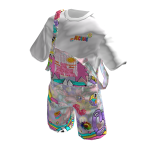 Pink White Short Overall