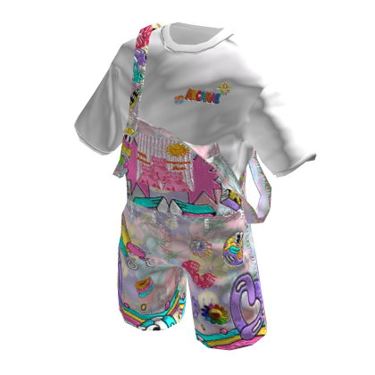 Pink White Short Overall thumbnail