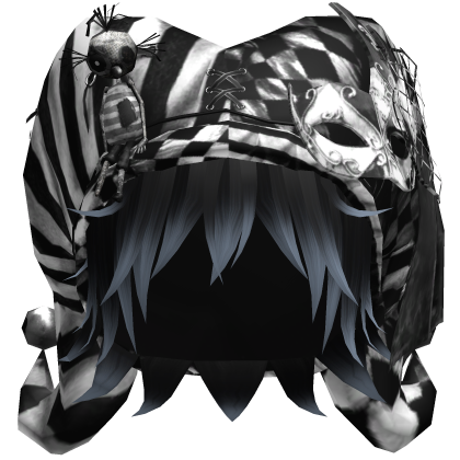 Black Gothic Circus Jester Hat w Black Blue Hair Roblox item