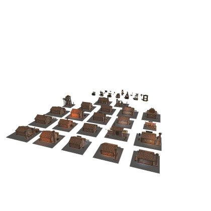 Steampunk Town Kit - 7 Stations, NPCs, 20 Props
