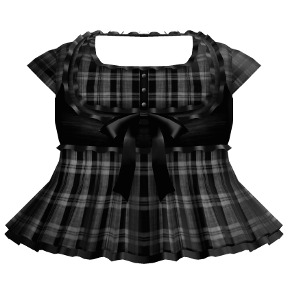 gothic plaid black ruffle dress with big bow 3.0