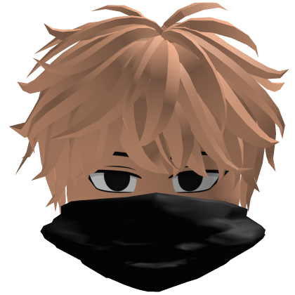 Fluffy Messy Emo Sleepy Boy Hair Mask Black Brown Roblox item