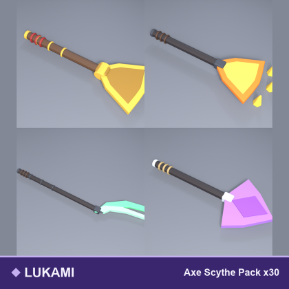 Low Poly Axe Pack x30 Scythe Fantasy Battle