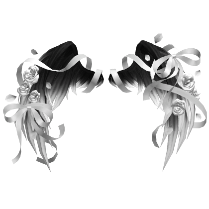 🎀 Rose Petal Angel Wings Ribbons Bows Black White