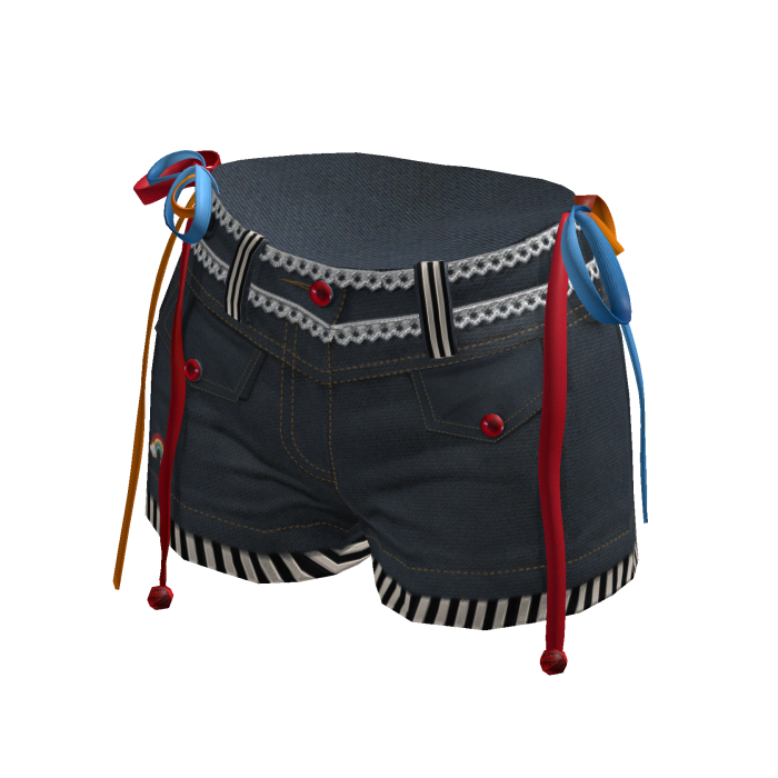Lace-Up-Denim-Hot-Pants-Stripes - ZN