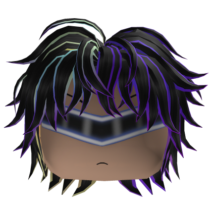 Messy Anime Hair w/ Visor (Black/Purple)
