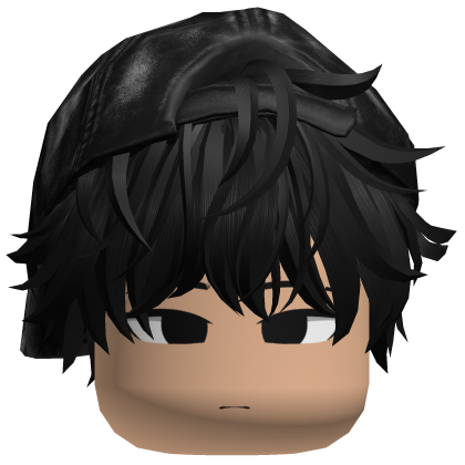 Black Messy Emo Hair Y2K Cap Anime Boy Face
