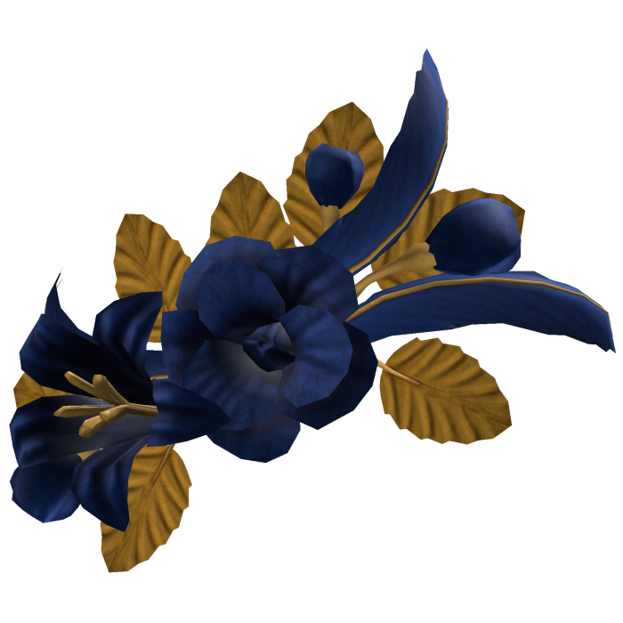 Blue & Gold Floral Feather Headpiece