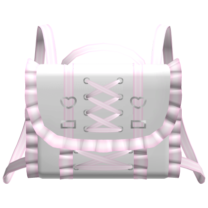kawaii ruffled pink n white letter backpack 1.0 Roblox item