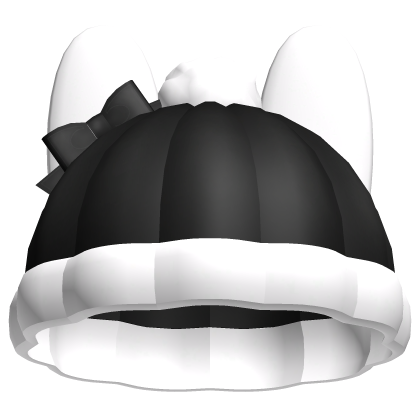 ♡ kawaii black winter bunny beanie w bow