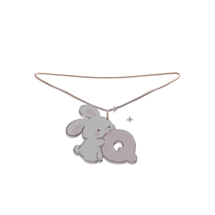 cute q pink bunny initial necklace 3.0