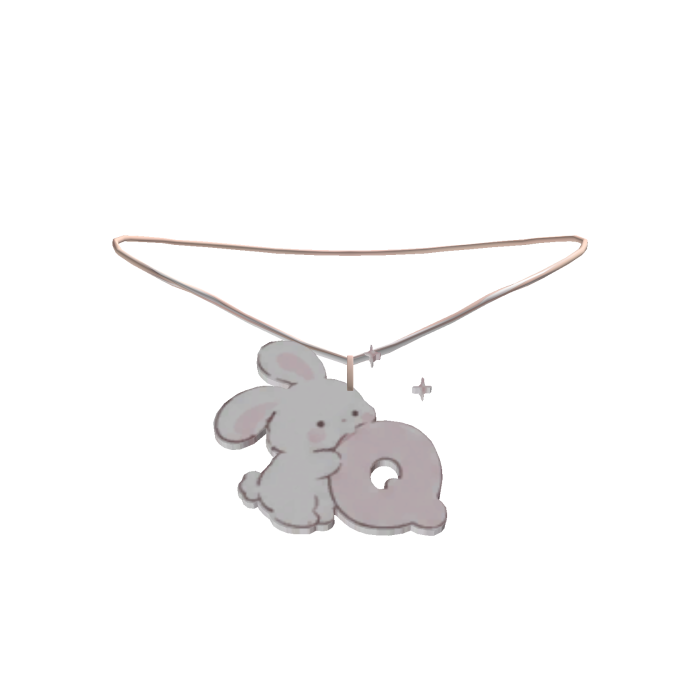 cute q pink bunny initial necklace 3.0