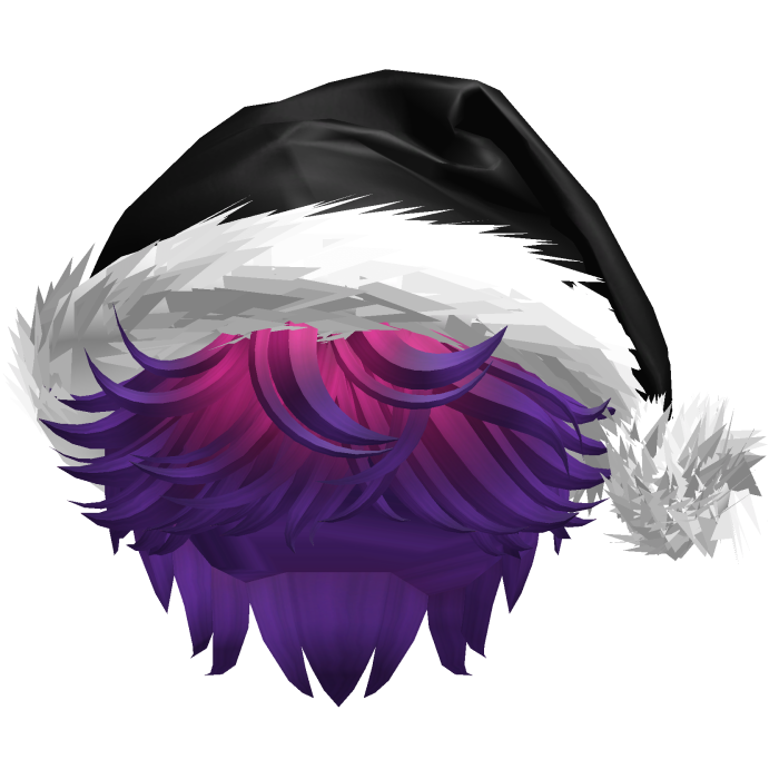 Messy Fluffy Purple and pink Hair a Santa Hat Y2k