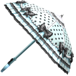 💙 Gyaru Polkadot Ruffle Bow Parasol Blue Black