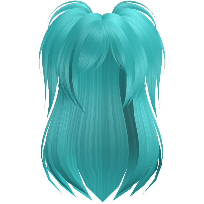 Teal Emo Scene Long Black Side Pigtails