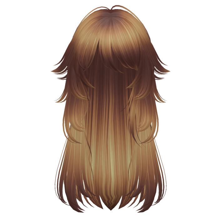 long fluffy anime hair with tufts (bronze)