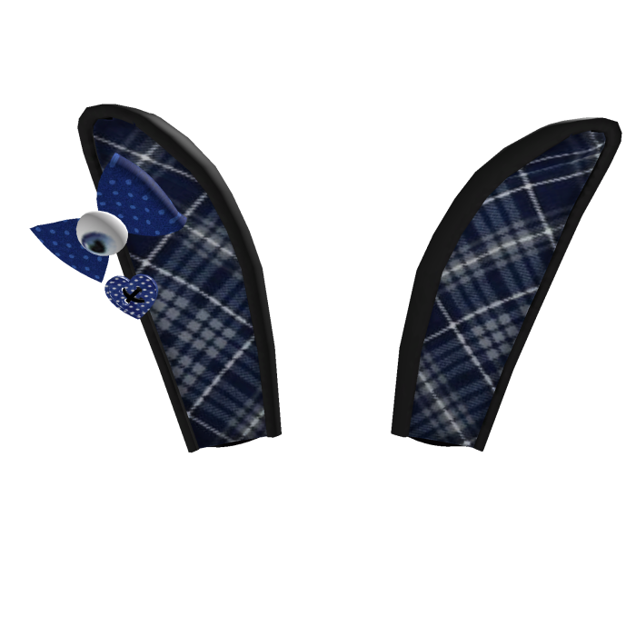 ҂U(っ- ‸ - ς)Blue Creepy Scene Plaid Bunniears :P