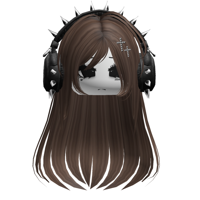 Punk Straight Hair W/ Headphones Brown V2