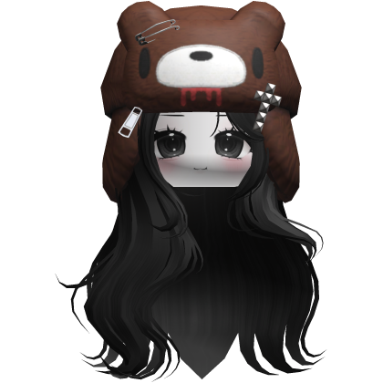 Fuzzy Bear Ushanka Flowy Long Hair (Black)