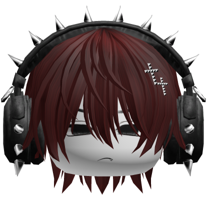 Boy Hair W/ Punk Headphones Dark Red V2