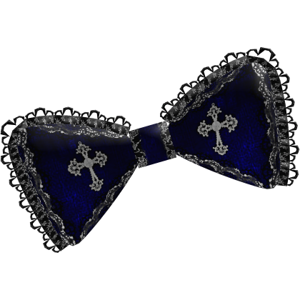 Emo Moe Gothic Cross Lace Bow Blue