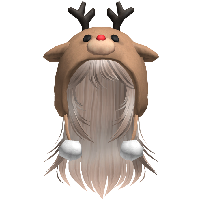 Christmas Reindeer Beanie w Flowy Hair Platinum