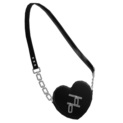 Cute Goth Leather Heart Bag - Black