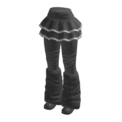 Tiered Skirt with Slouchy Boots (Gray)