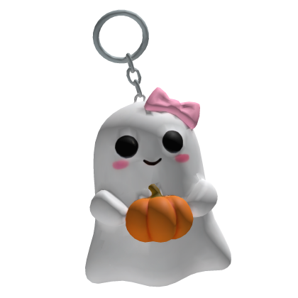 Cutesy Halloween Ghost Pumpkin Keychain