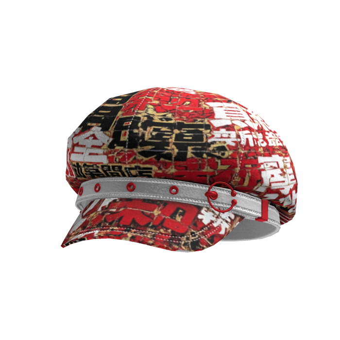 Goth Style Red and White Japanese Graffiti Hat