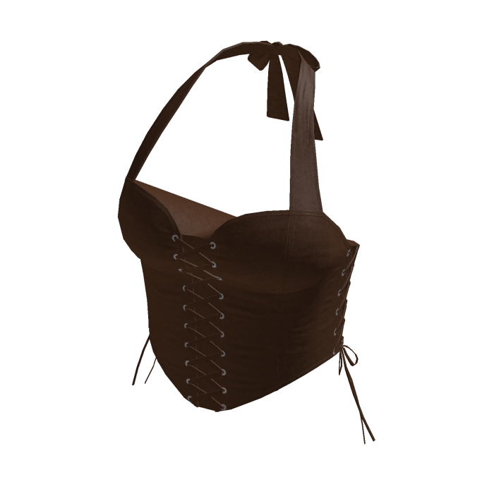 Lace-Up Halter Corset Top (Brown)