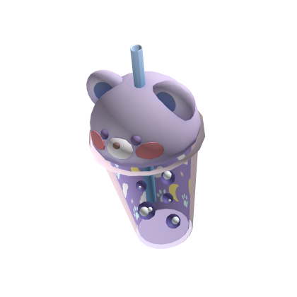 Cute Purple Bear Boba In Hand