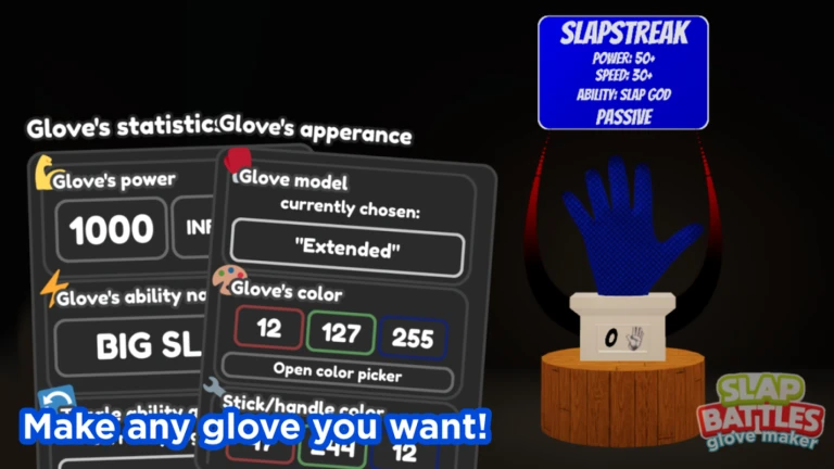 Use your imagination and creative ideas to create a glove for Slap Battles!