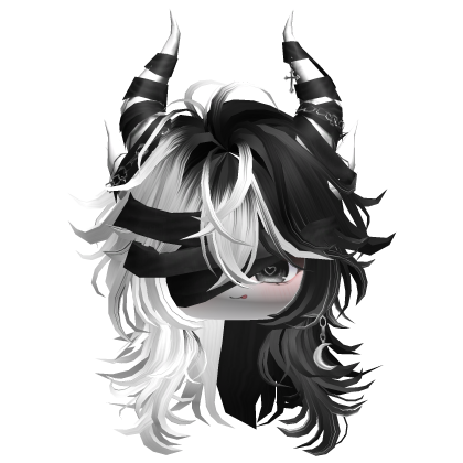 Horned Anime Demon Wolfcut (White&Black)